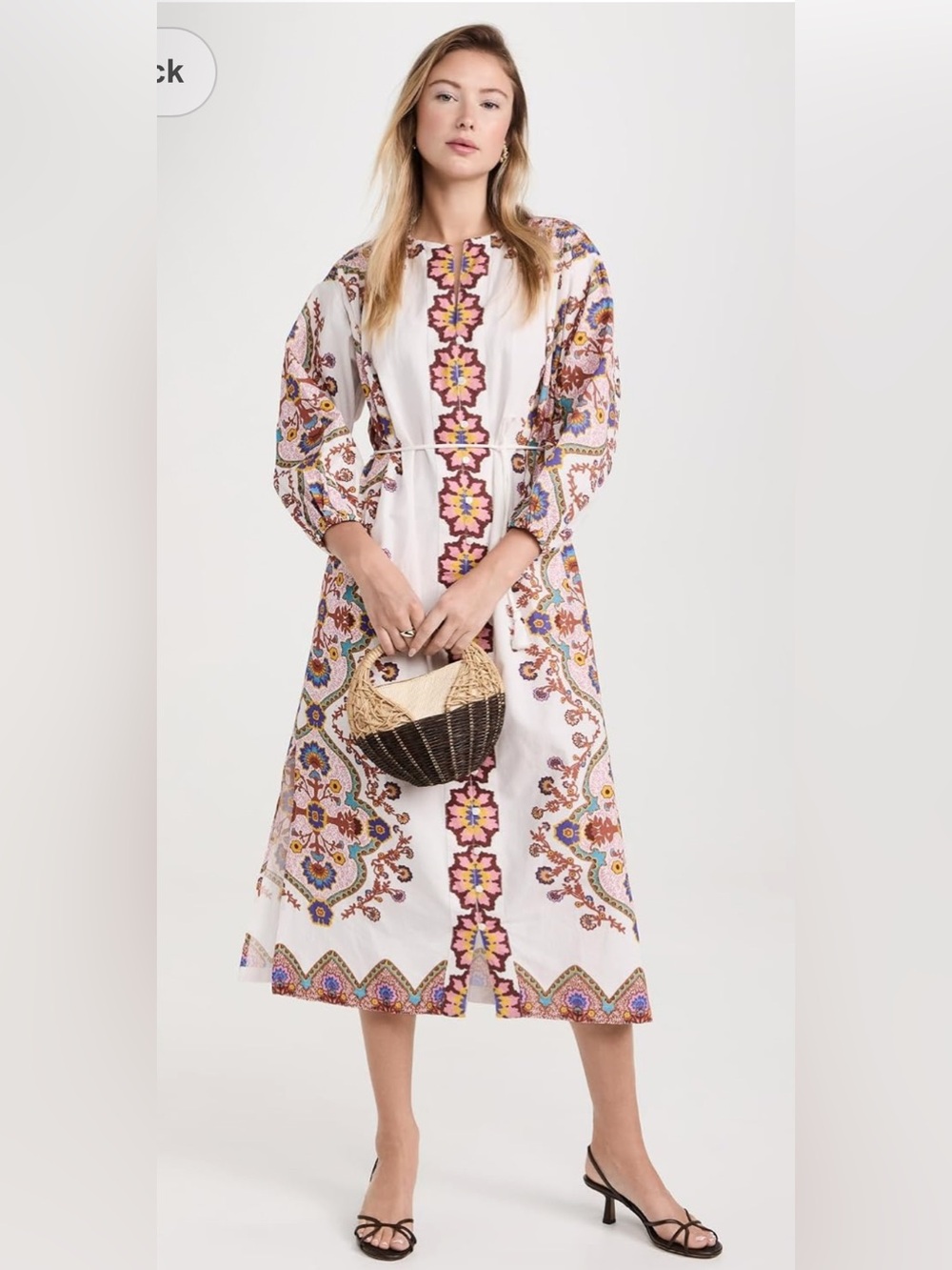 CLEOBELLA: 100% Organic Cotton White Maxi Dress with Floral Embroidery
